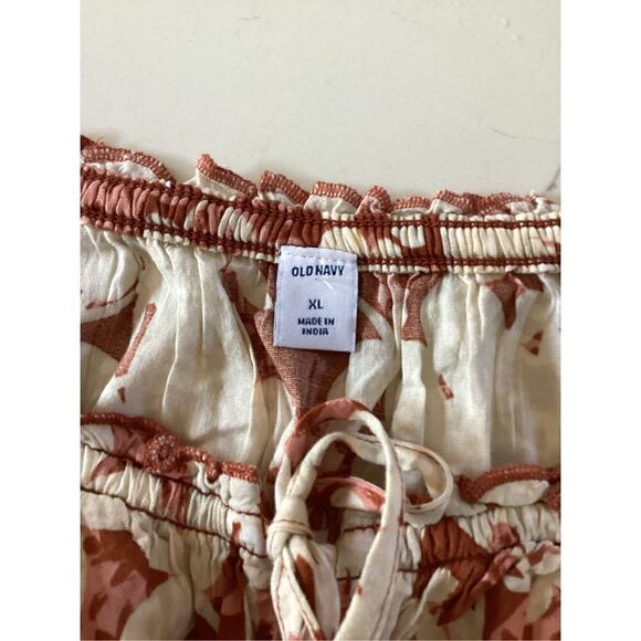 Old Navy Womens Smocked Coral Maxi Dress Sz XL Floral Stretch Peasant - Picture 6 of 9